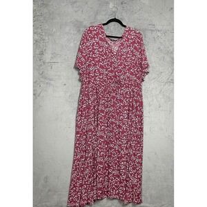 Plus Size Cottagecore Ditzy Floral Babydoll Maxi Dress Burgundy US26 Party